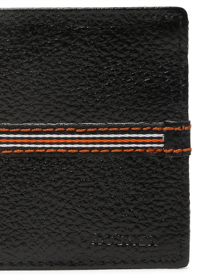 Kosher Premium Black Leather Wallet for Men – Stylish & Durable with Multi-Stripe Design