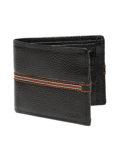 Kosher Premium Black Leather Wallet for Men – Stylish & Durable with Multi-Stripe Design