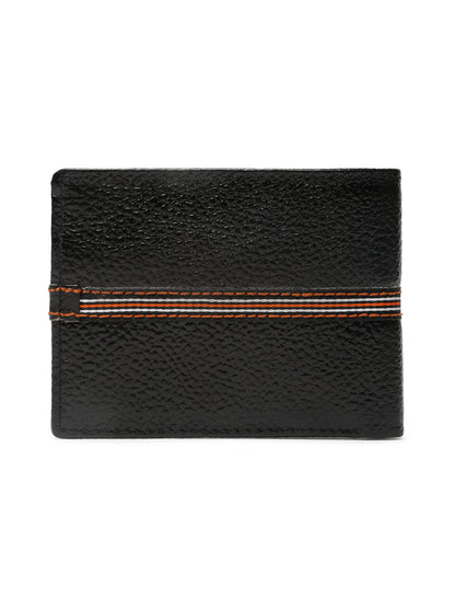 Kosher Premium Black Leather Wallet for Men – Stylish & Durable with Multi-Stripe Design