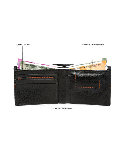 Kosher Premium Black Leather Wallet for Men – Stylish & Durable with Multi-Stripe Design