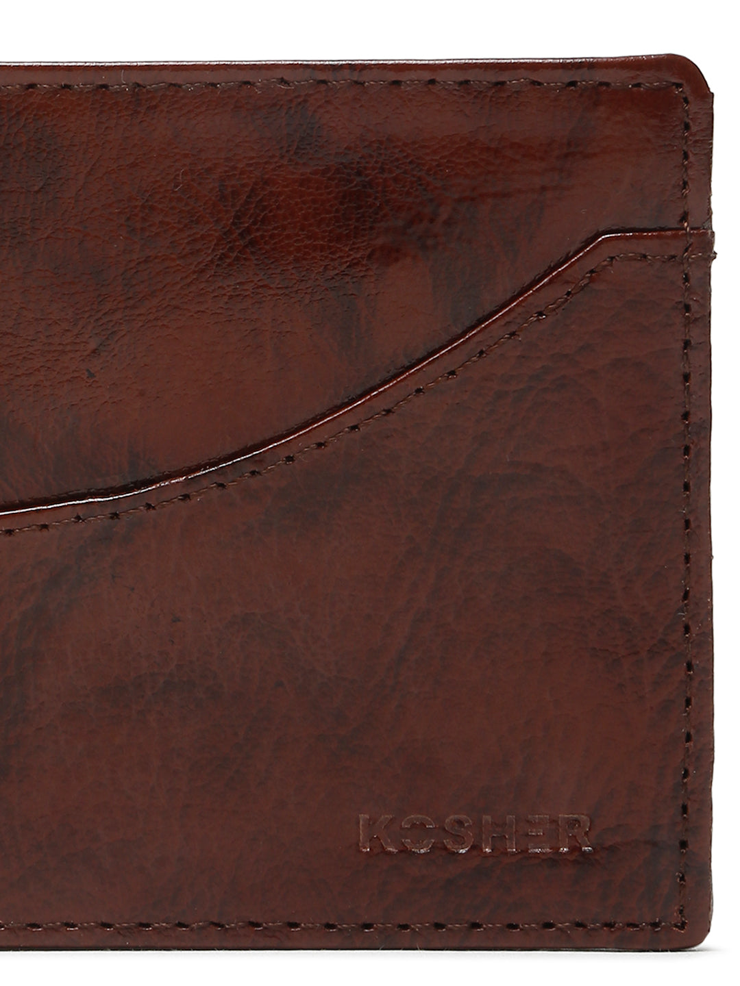 KOSHER Brown Color Premium Men's Classic Leather Wallet With Coin Pocket and Rear Card Slots