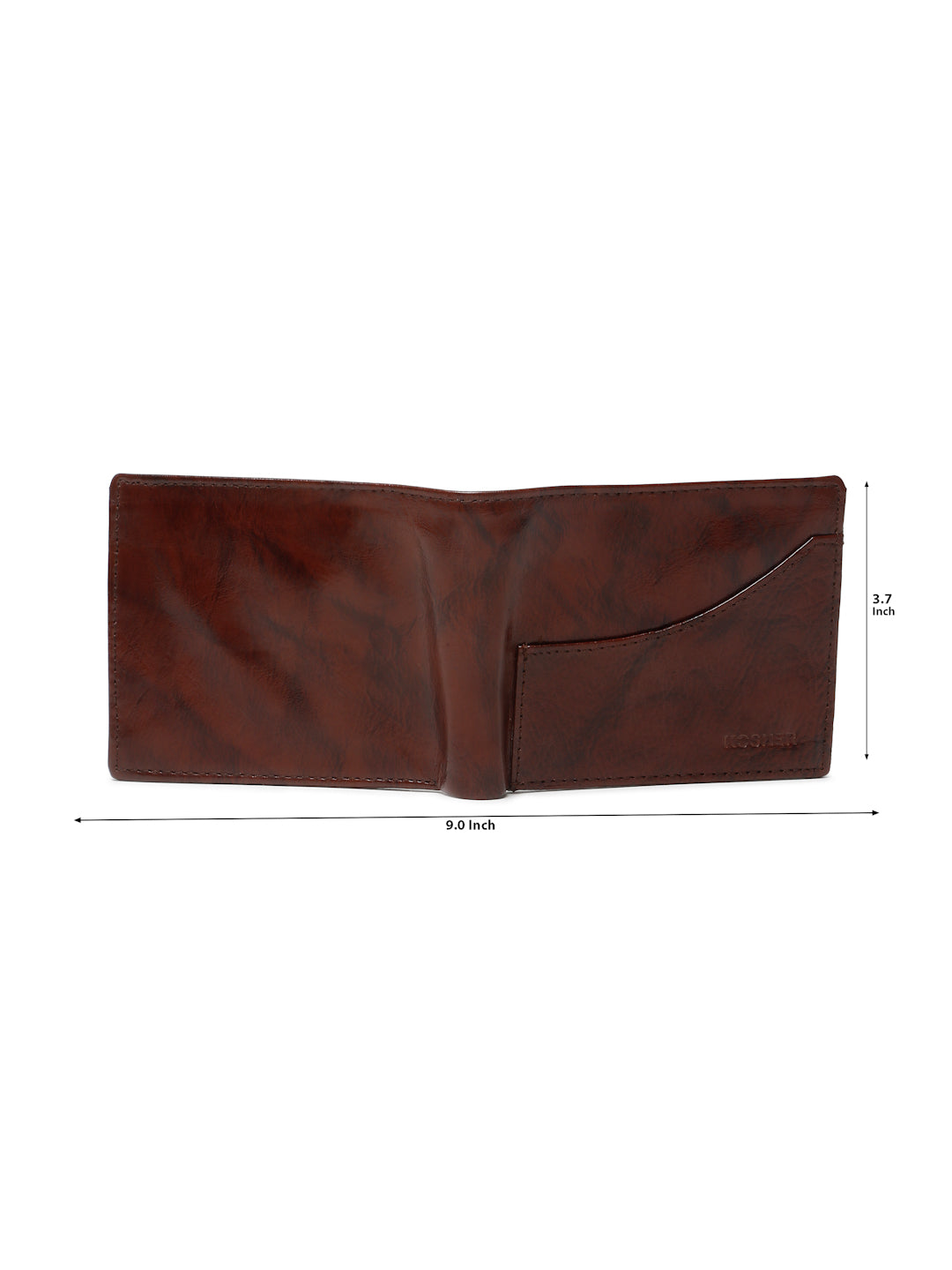 KOSHER Brown Color Premium Men's Classic Leather Wallet With Coin Pocket and Rear Card Slots