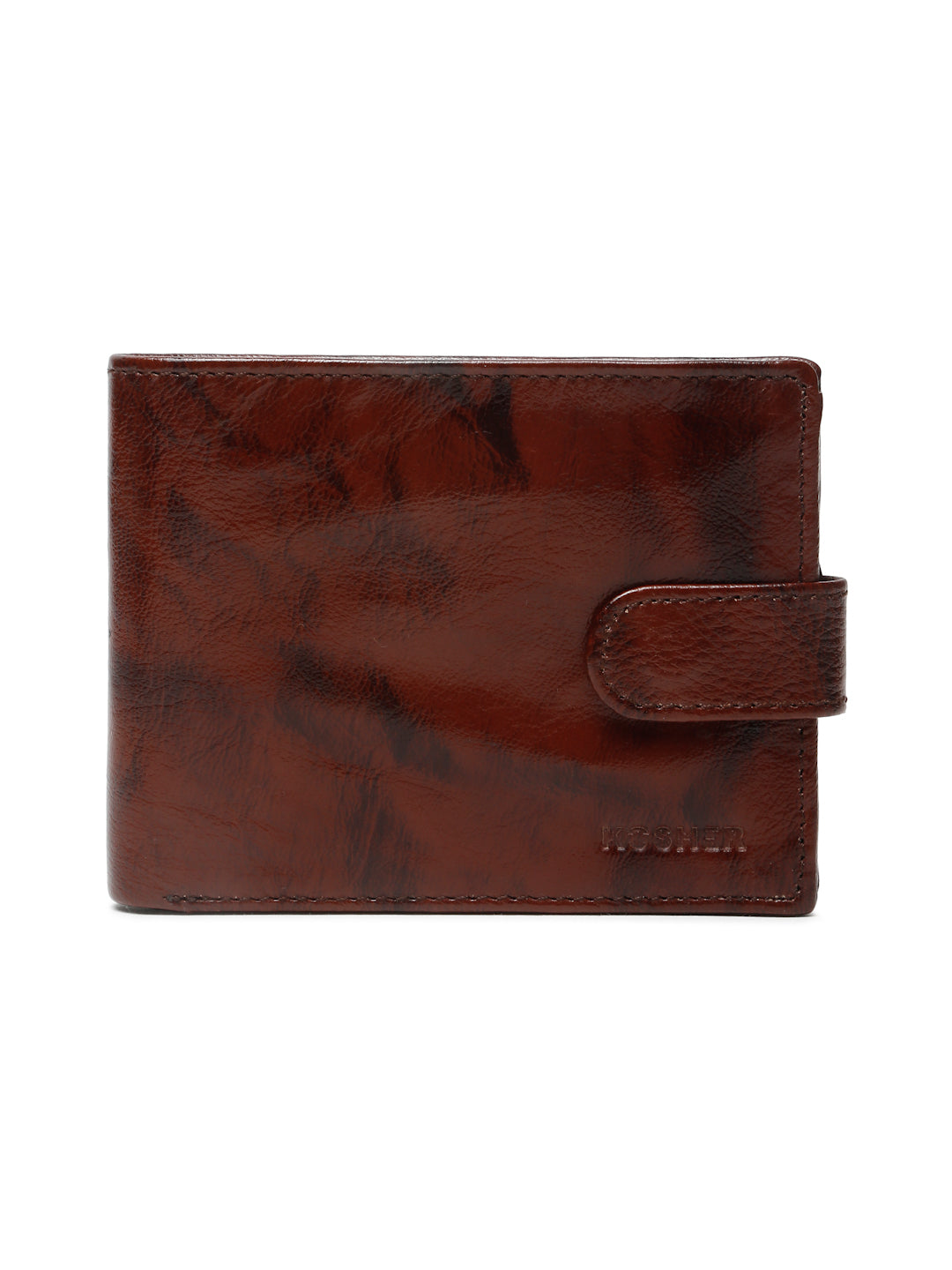 KOSHER Brown Color Men’s Classic Genuine Leather Wallet With Snap Button Closure – Premium Handcrafted Bifold