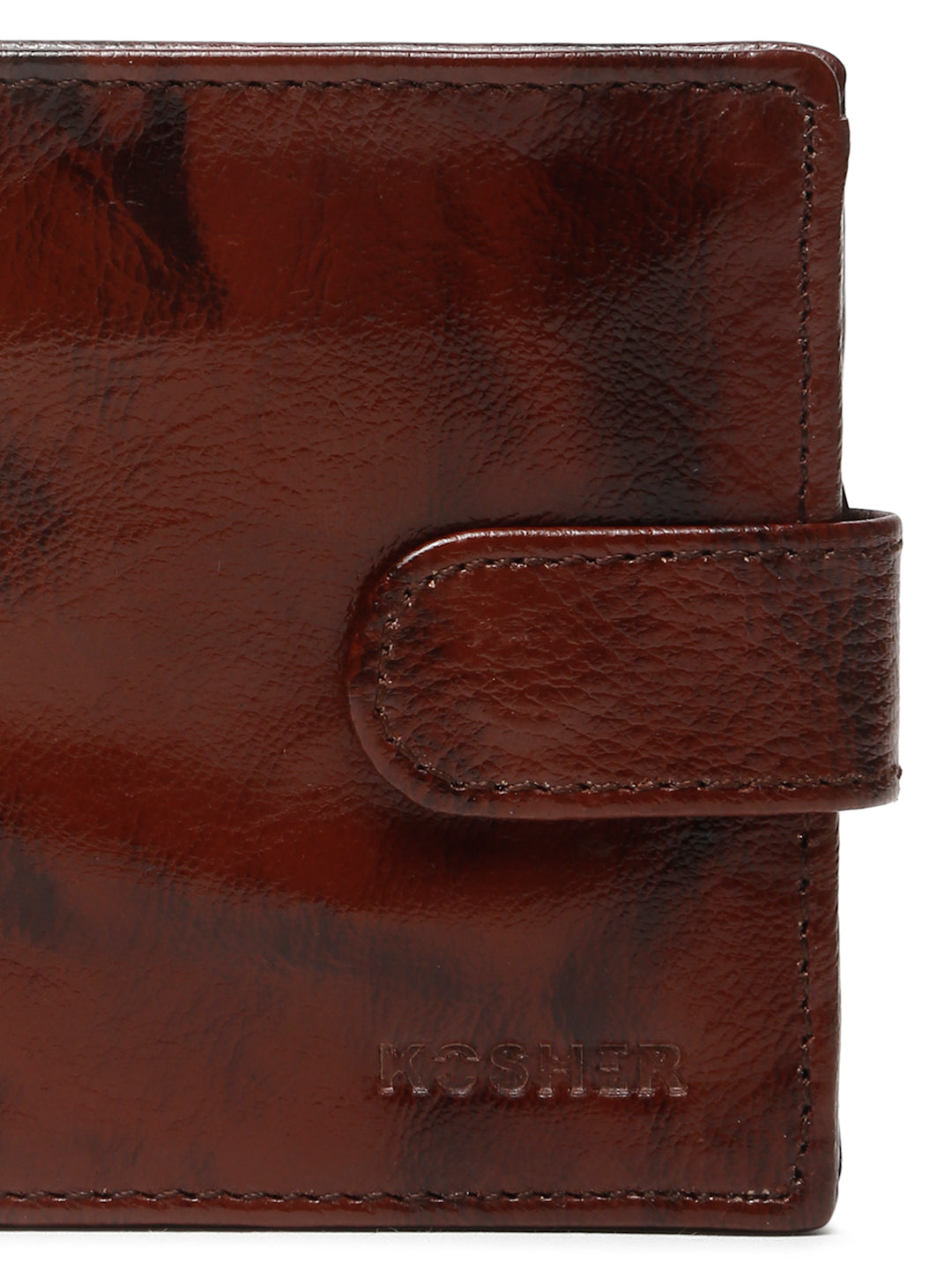 KOSHER Brown Color Men’s Classic Genuine Leather Wallet With Snap Button Closure – Premium Handcrafted Bifold