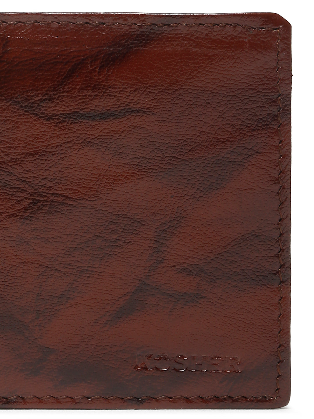 KOSHER Brown Color Men's Classic Bi-Fold Leather Wallet With Flap ID Card Window And Multiple Card Slots