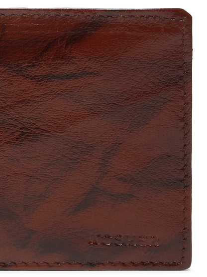 KOSHER Brown Color Men's Classic Bi-Fold Leather Wallet With Flap ID Card Window And Multiple Card Slots