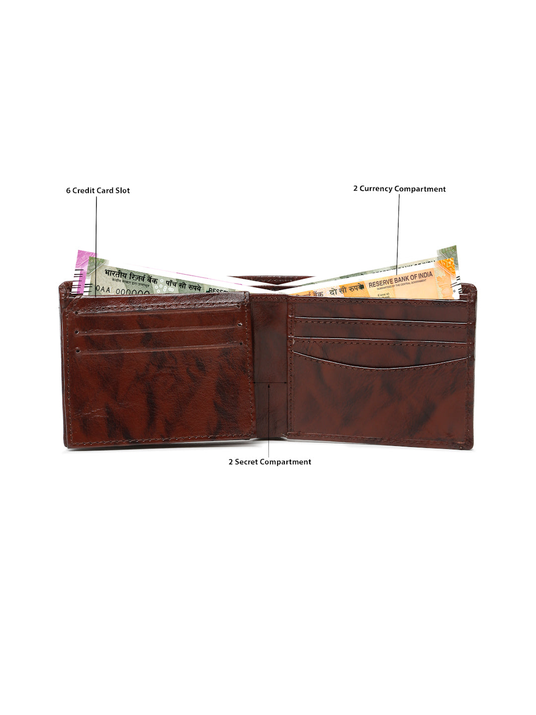 KOSHER Brown Color Men's Classic Bi-Fold Leather Wallet With Flap ID Card Window And Multiple Card Slots