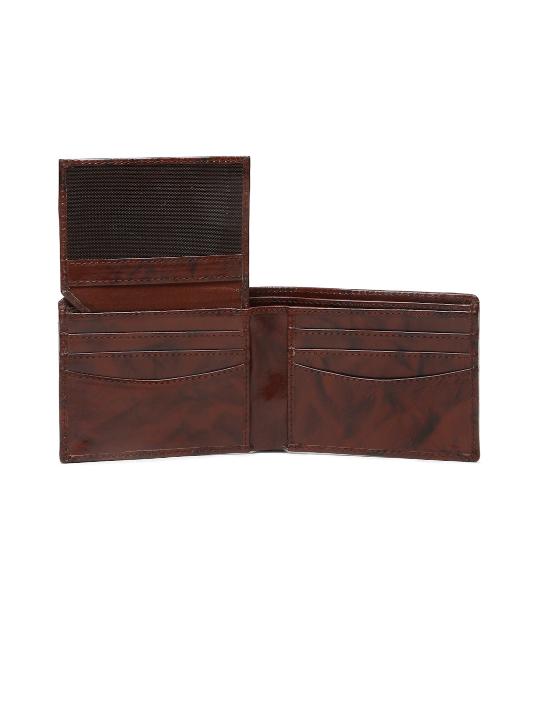 KOSHER Brown Color Men's Classic Bi-Fold Leather Wallet With Flap ID Card Window And Multiple Card Slots