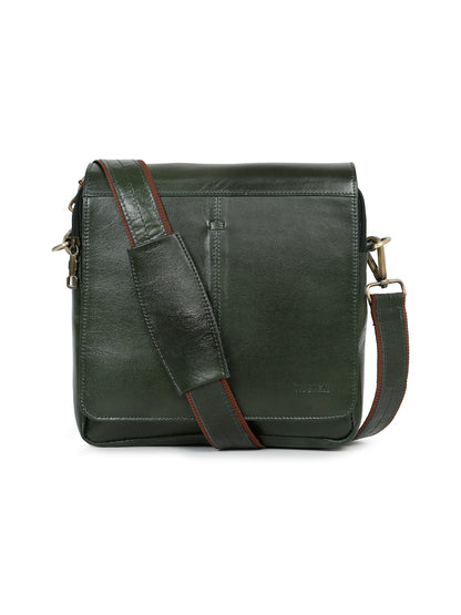 KOSHER Genuine Leather Crossbody Sling Bag – Elegant Green Office & Casual Bag for Men / Women
