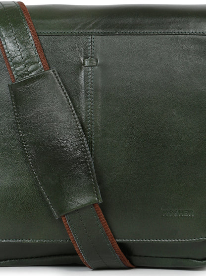 KOSHER Genuine Leather Crossbody Sling Bag – Elegant Green Office & Casual Bag for Men / Women