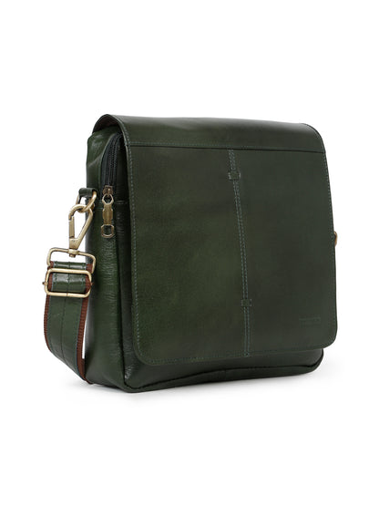 KOSHER Genuine Leather Crossbody Sling Bag – Elegant Green Office & Casual Bag for Men / Women