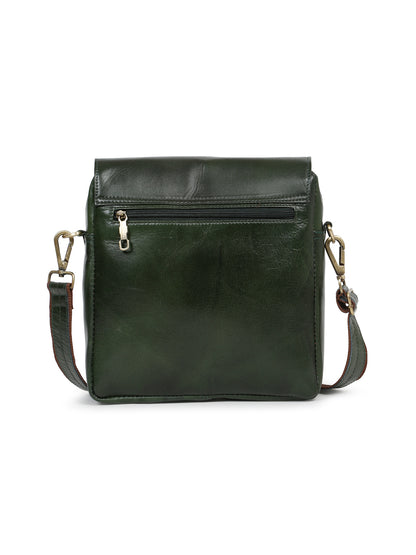 KOSHER Genuine Leather Crossbody Sling Bag – Elegant Green Office & Casual Bag for Men / Women