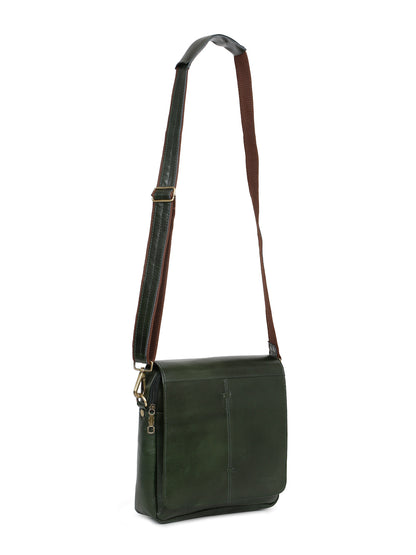 KOSHER Genuine Leather Crossbody Sling Bag – Elegant Green Office & Casual Bag for Men / Women