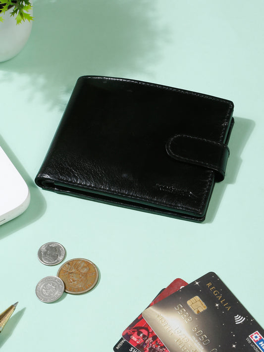 KOSHER Black Color Men’s Classic Genuine Leather Wallet With Snap Button Closure – Premium Handcrafted Bifold