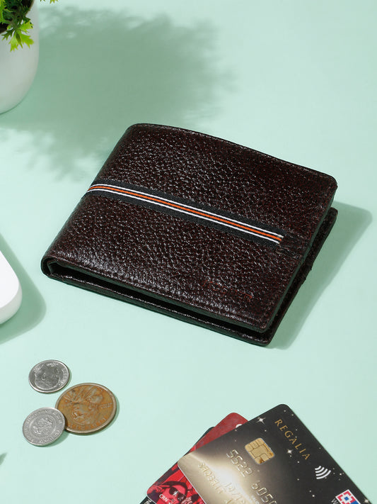 Kosher Premium D.Brown Leather Wallet for Men – Stylish & Durable with Multi-Stripe Design