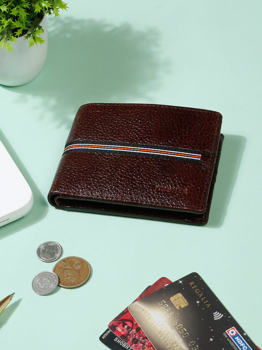 Kosher Premium Brown Leather Wallet for Men – Stylish & Durable with Multi-Stripe Design