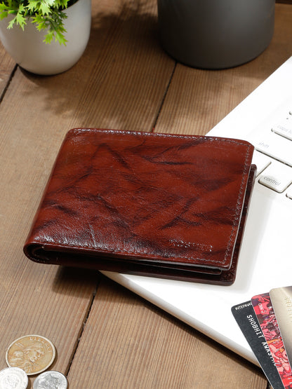 KOSHER Brown Color Men's Classic Bi-Fold Leather Wallet With Flap ID Card Window And Multiple Card Slots