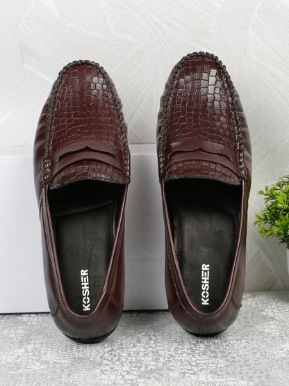 Kosher Cherry Color Slip-on Men's Casual Loafers