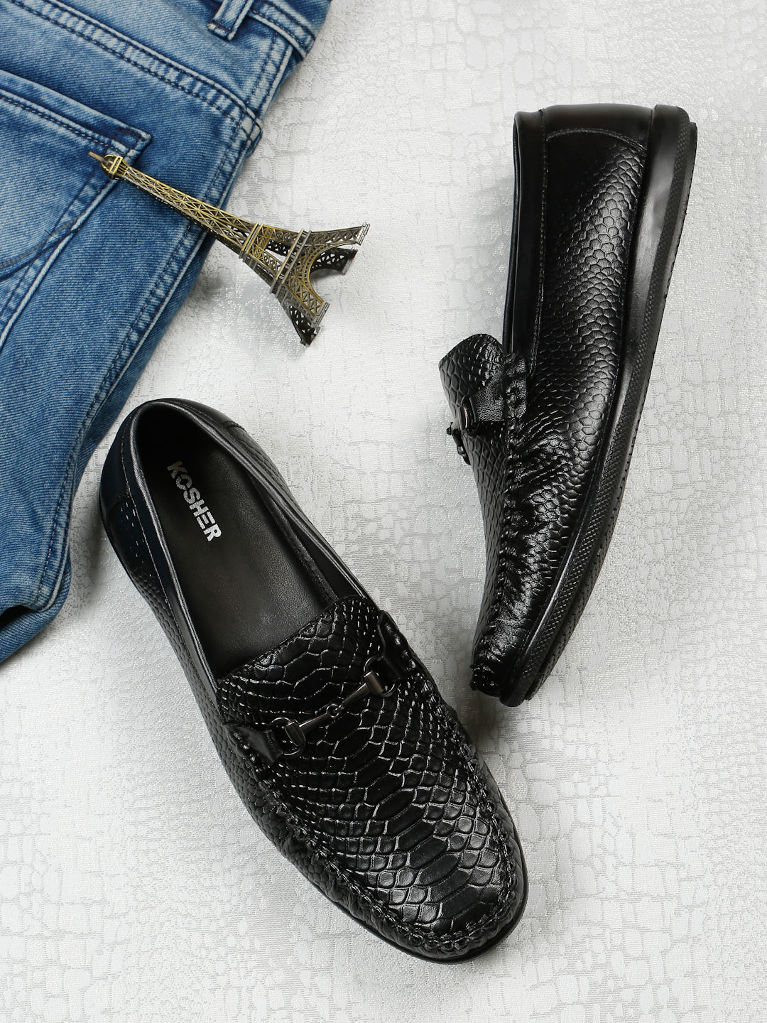 Kosher Black Color Slip-on Men's Casual Loafers