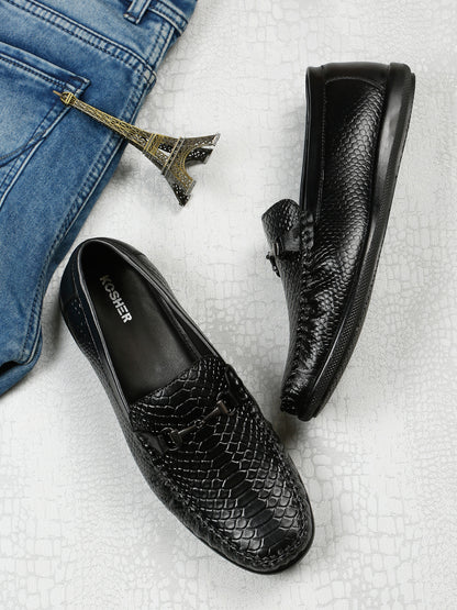 Kosher Black Color Slip-on Men's Casual Loafers