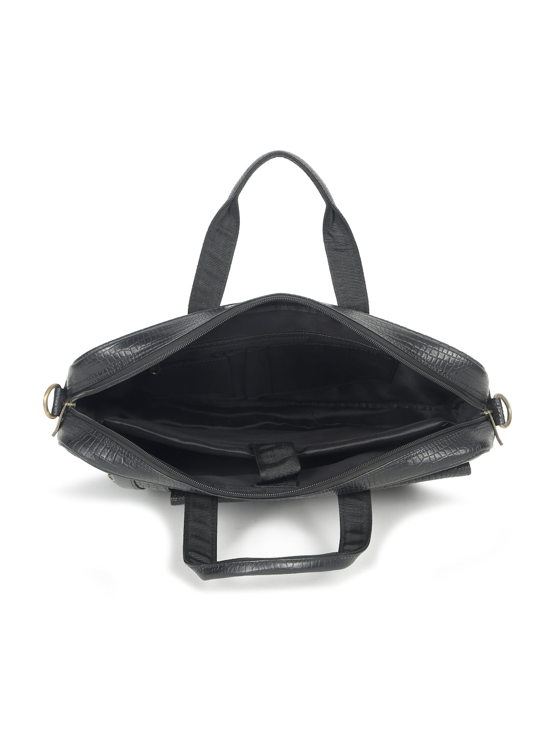 KOSHER Men's  Crocodile Textured Genuine Leather Laptop Bag with Detachable Shoulder Strap for Men / Women