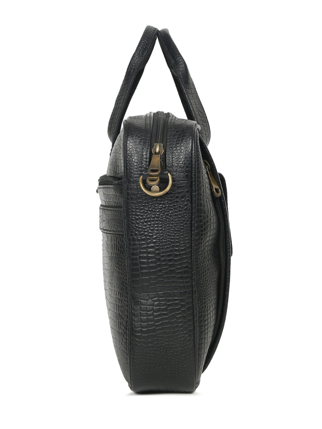 KOSHER Men's  Crocodile Textured Genuine Leather Laptop Bag with Detachable Shoulder Strap for Men / Women