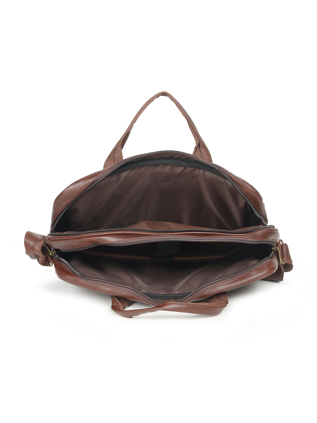 KOSHER Professional Brown Faux Leather Laptop Messenger Bag for Men / Women