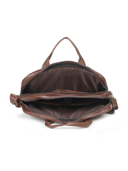 KOSHER Professional Brown Faux Leather Laptop Messenger Bag for Men / Women