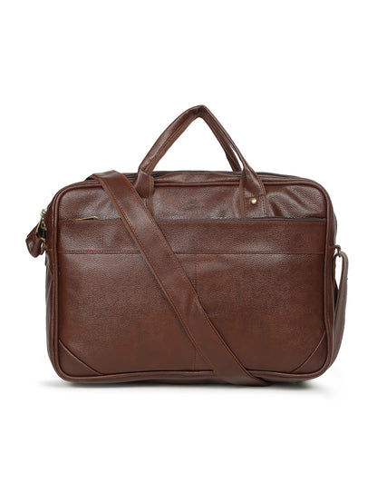KOSHER Professional Brown Faux Leather Laptop Messenger Bag for Men / Women