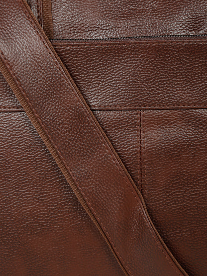 KOSHER Professional Brown Faux Leather Laptop Messenger Bag for Men / Women