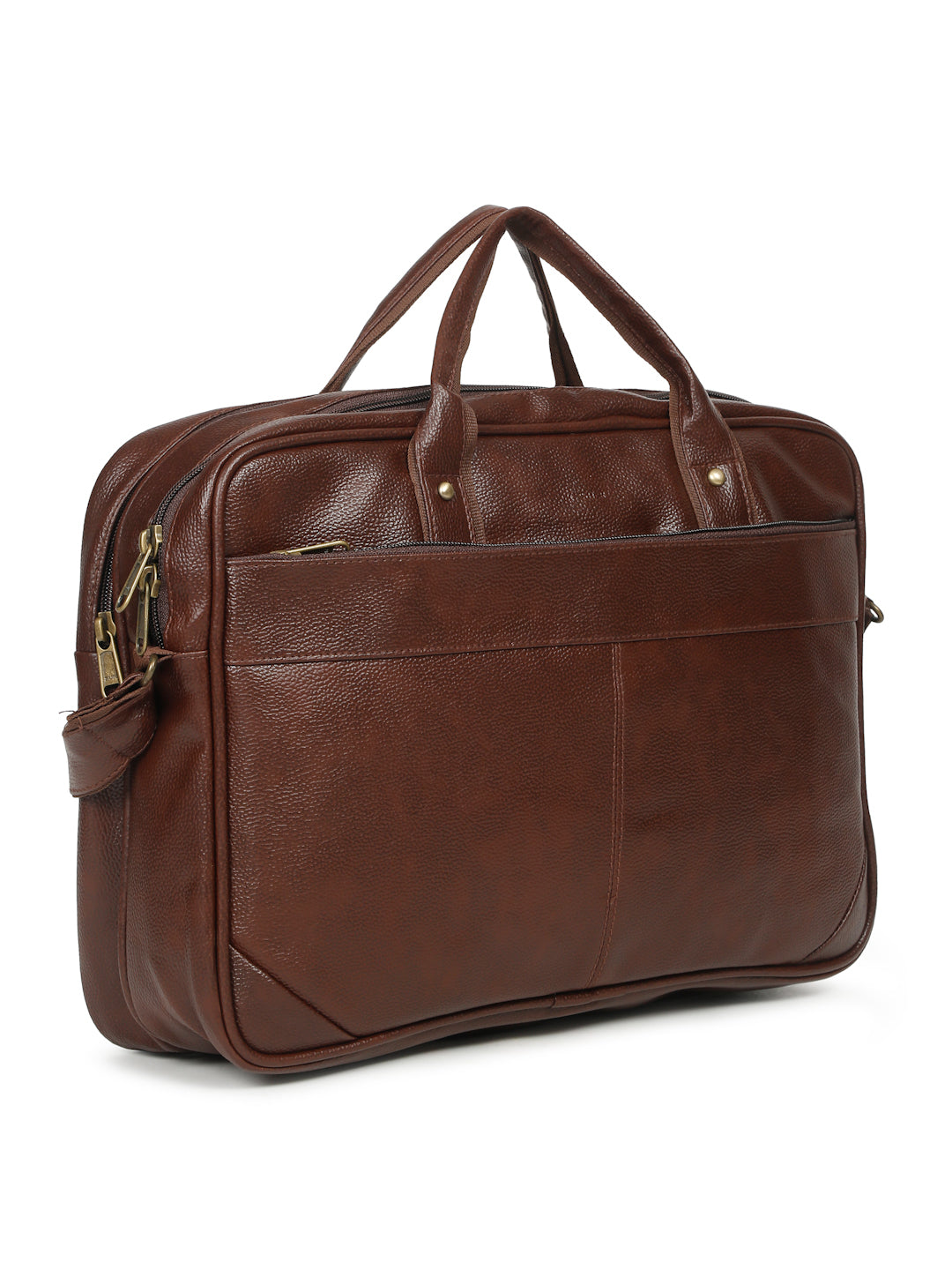 KOSHER Professional Brown Faux Leather Laptop Messenger Bag for Men / Women