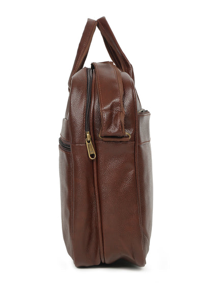 KOSHER Professional Brown Faux Leather Laptop Messenger Bag for Men / Women