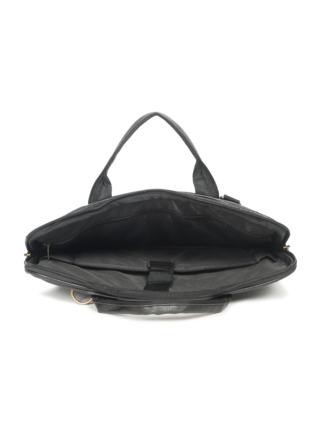 Kosher Premium Black Faux Leather Slim Laptop Messenger Bag for Men / Women