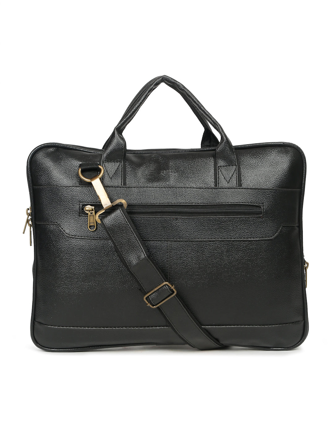 Kosher Premium Black Faux Leather Slim Laptop Messenger Bag for Men / Women