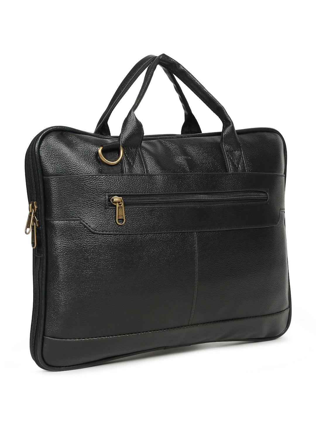 Kosher Premium Black Faux Leather Slim Laptop Messenger Bag for Men / Women
