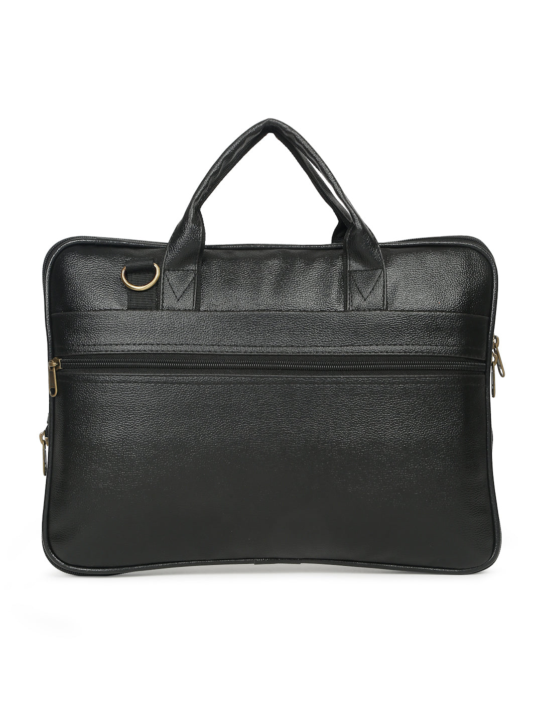 Kosher Premium Black Faux Leather Slim Laptop Messenger Bag for Men / Women