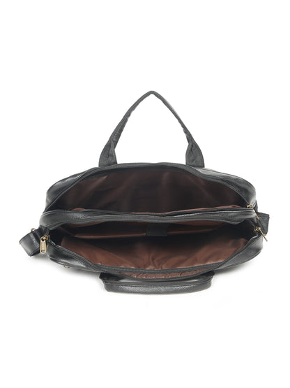 KOSHER Professional Black Faux Leather Laptop Messenger Bag for Men / Women