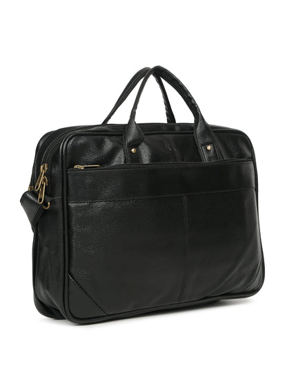 KOSHER Professional Black Faux Leather Laptop Messenger Bag for Men / Women