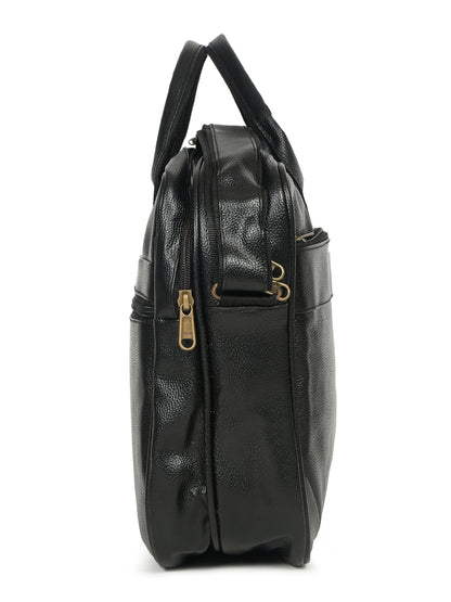 KOSHER Professional Black Faux Leather Laptop Messenger Bag for Men / Women