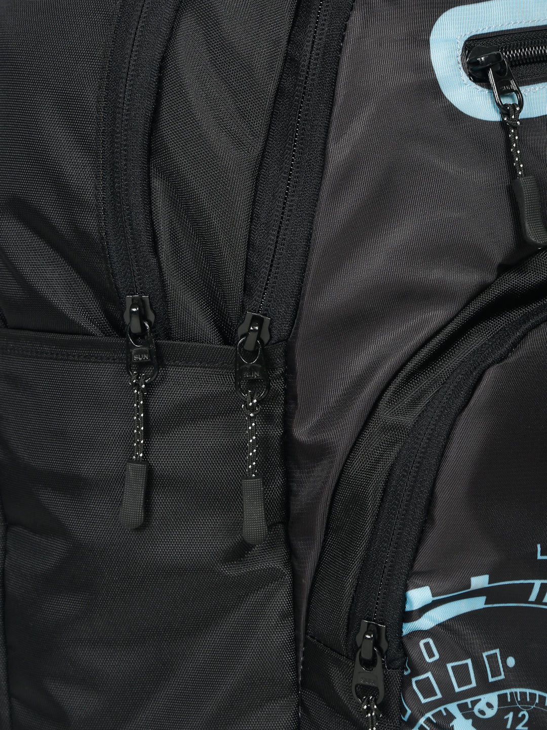 Kosher Club Casual Backpack with Watch Gear Design - Black & Blue Multi-Compartments & Padded Straps