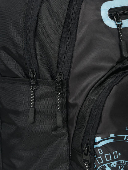 Kosher Club Casual Backpack with Watch Gear Design - Black & Blue Multi-Compartments & Padded Straps