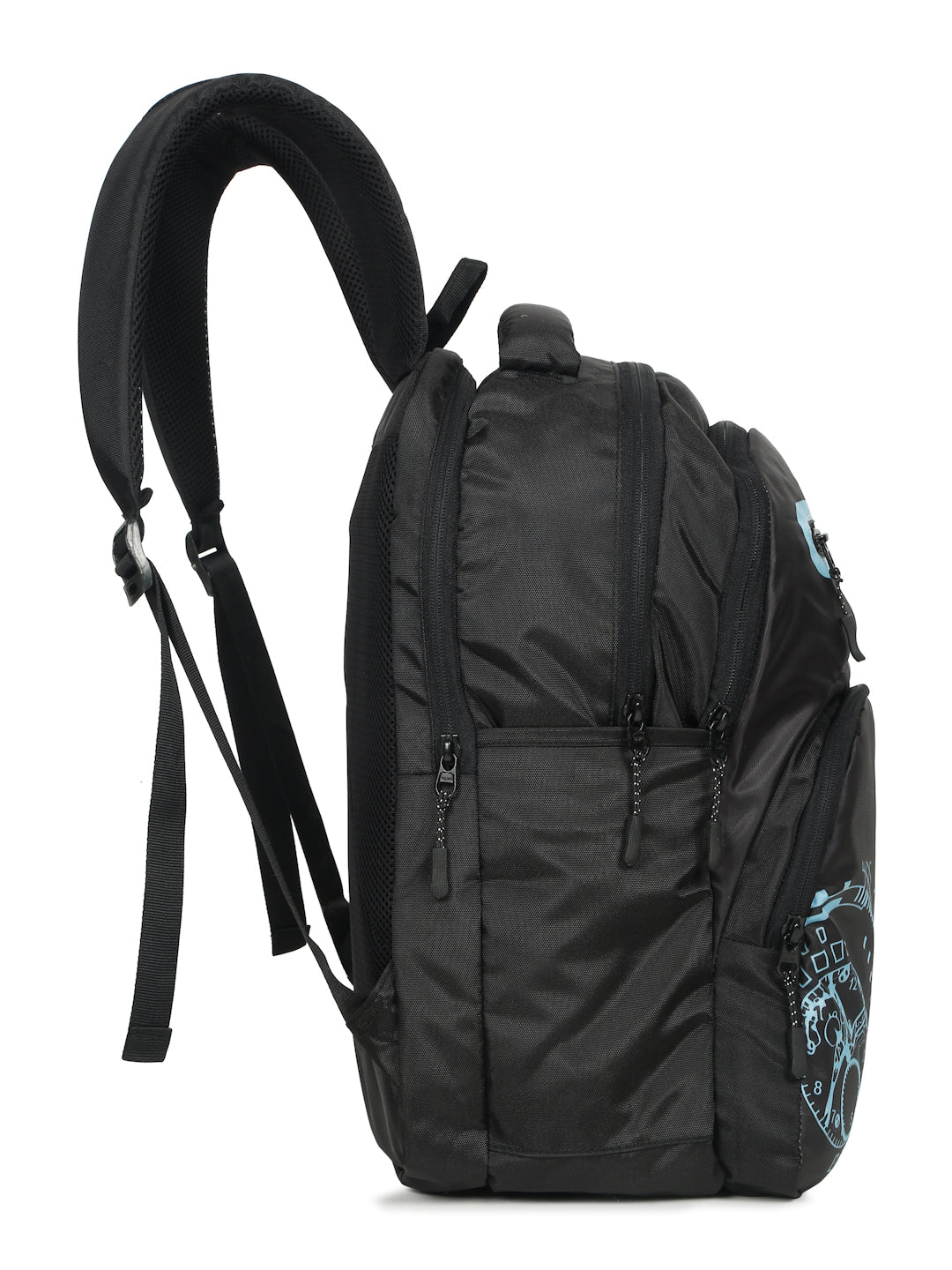 Kosher Club Casual Backpack with Watch Gear Design - Black & Blue Multi-Compartments & Padded Straps