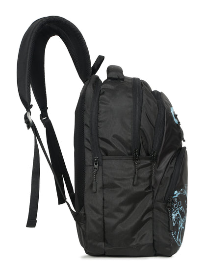 Kosher Club Casual Backpack with Watch Gear Design - Black & Blue Multi-Compartments & Padded Straps