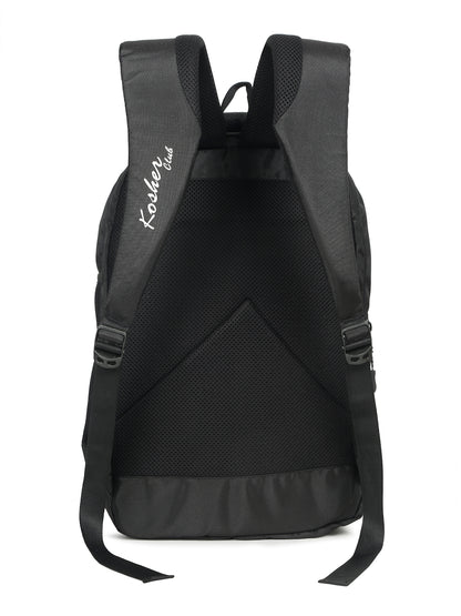 Kosher Club Casual Backpack with Watch Gear Design - Black & Blue Multi-Compartments & Padded Straps