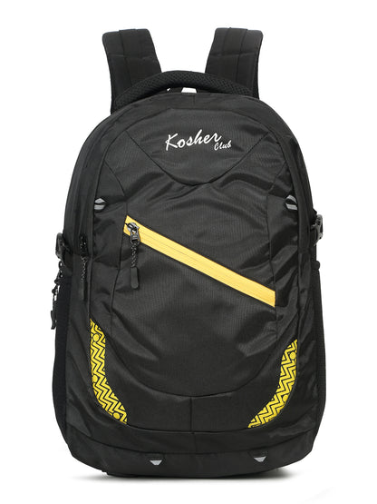 Kosher Backpack with Laptop Sleeve – Black & Yellow | Multiple Compartments