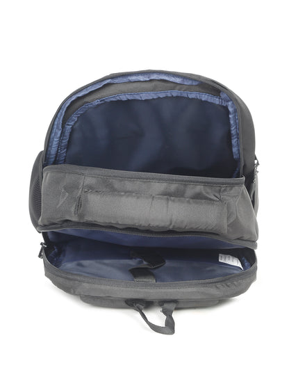 Kosher Club Casual Backpack with Watch Gear Design - Black & Blue Multi-Compartments & Padded Straps