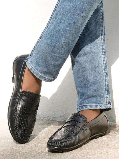 Kosher Black Color Slip-on Men's Casual Loafers