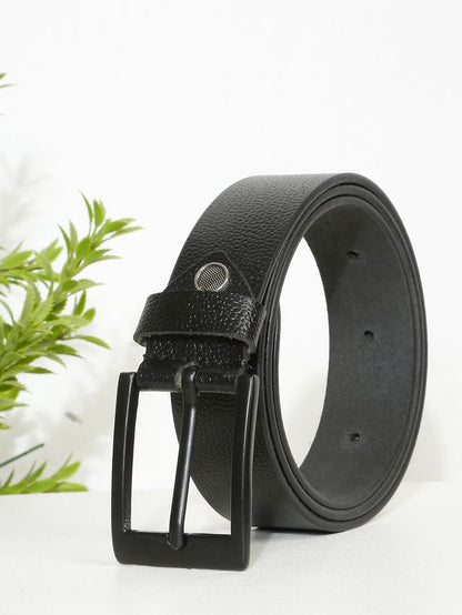 KOSHER Black Color Men's Classic NDM Genuine Leather Belt with Matte Black Buckle