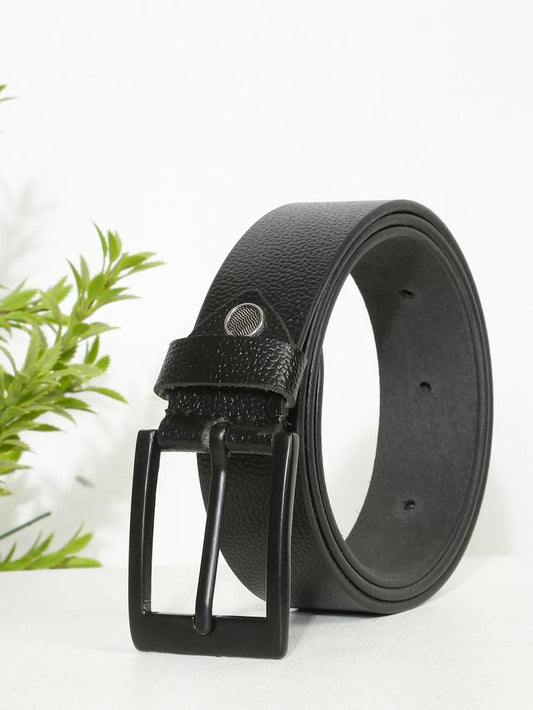 KOSHER Black Color Men's Classic NDM Genuine Leather Belt with Matte Black Buckle