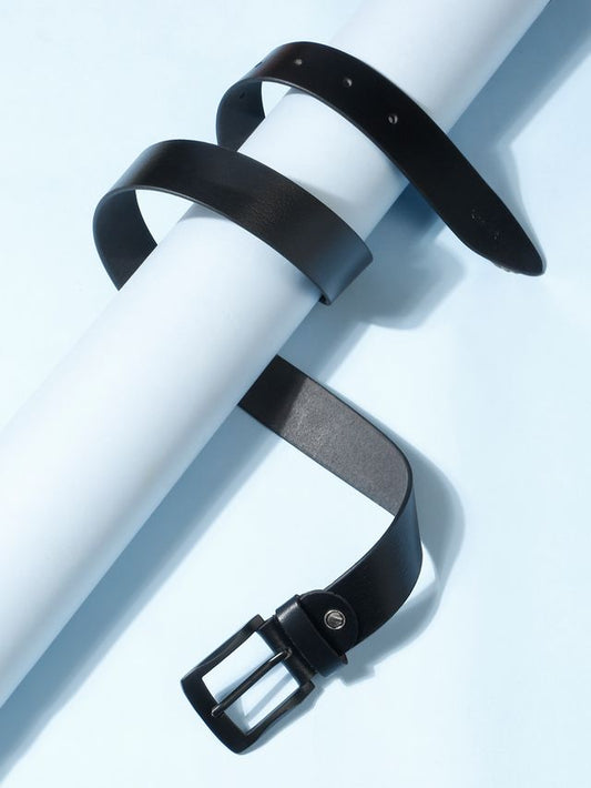 KOSHER Black Color Men's Genuine NDM Leather Belt With Matte Black Buckle – Classic Formal & Casual Wear